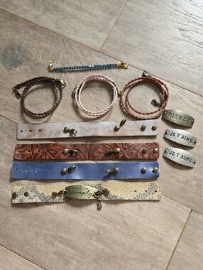 12 Piece Set Lenny And Eva Leather And Beaded Bracelets With Sentiments